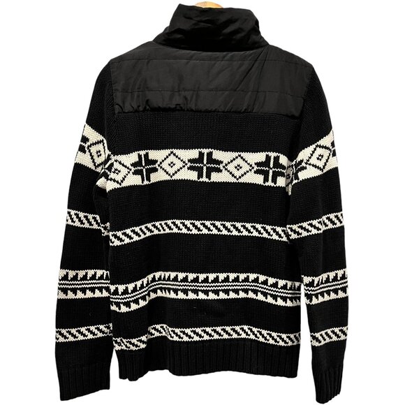 Lauren Ralph Lauren Zip Cardigan, Southwest, Cotton, Black Ivory, XL - Picture 2 of 11
